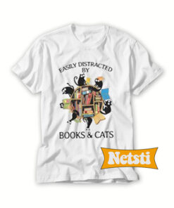 Easily distracted by book and cats T Shirt